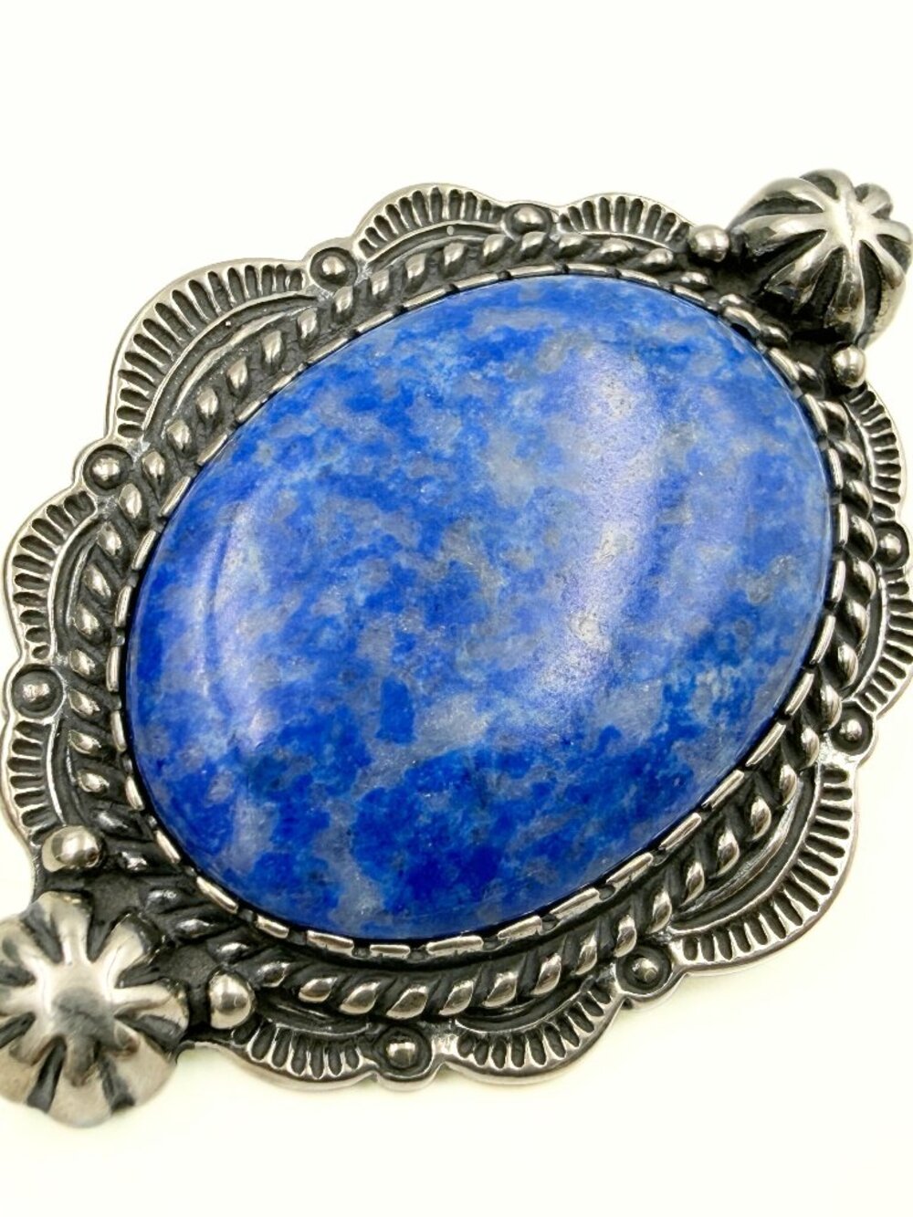 Carolyn Pollack Relios Hallmarked Oval Lapis Sterling Silver Southwest Pendant